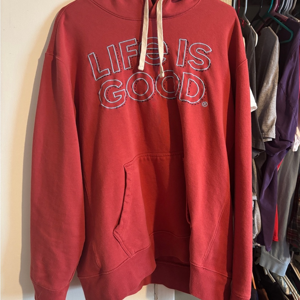 Life Is Good Red Sweatshirt Hoodie mens XXL